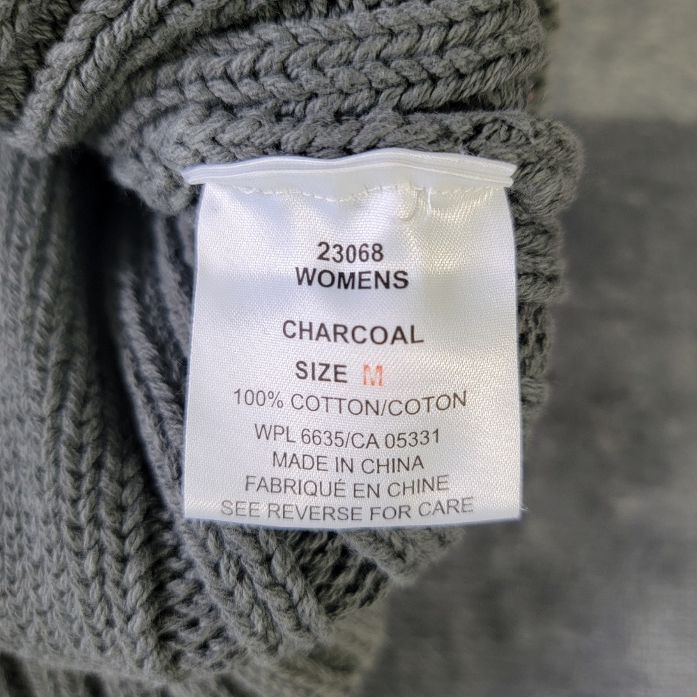 Woolrich 100% Cotton Women's Chunky Cable Knit Sweater Fall Winter Gray Size M - Picture 7 of 10